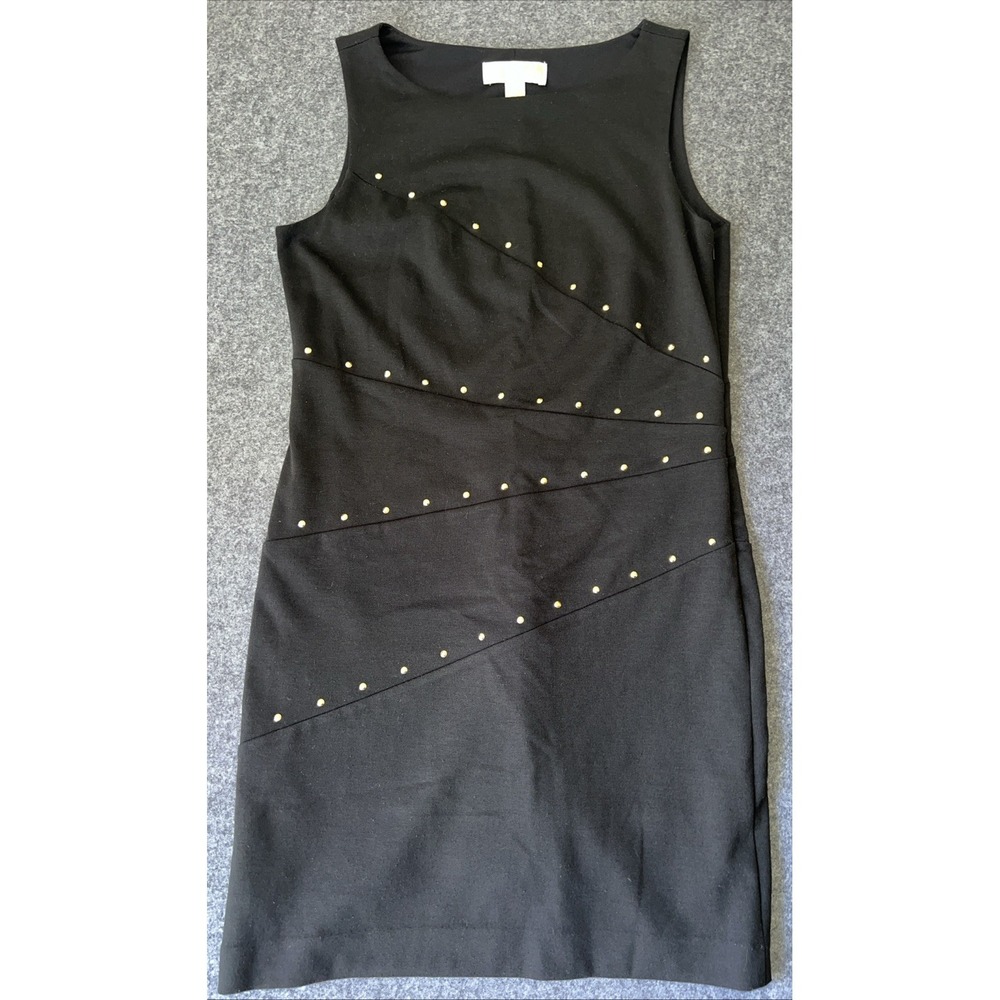 Women's Michael Kors Black Sheath Dress With Gold Grommets. Size 8‎